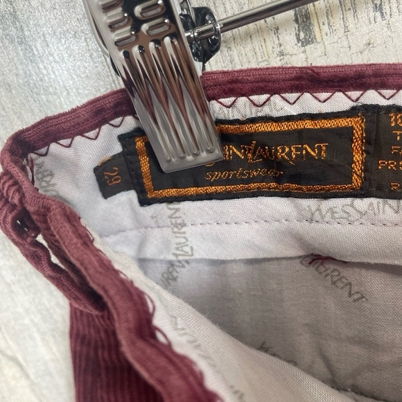 Yves Saint Laurent Sportswear Vintage Corduroy Pants Mens 29 Burgundy Maroon - Picture 10 of 11